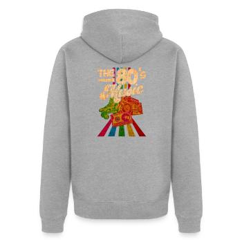 80er Jahre Lied - Unisex Premium Bio Zip Hoodie - Grau meliert - Hinten - Nico (187cm)
