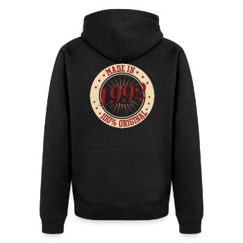 Made in 1992 the original - Unisex Premium Organic Zip Hoodie - black - Back - Nico (187cm)
