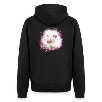 cochon d’Inde, graffiti, peinture, rose, rose - Veste à capuche bio Premium Unisexe - noir - Dos - Nico (187cm)