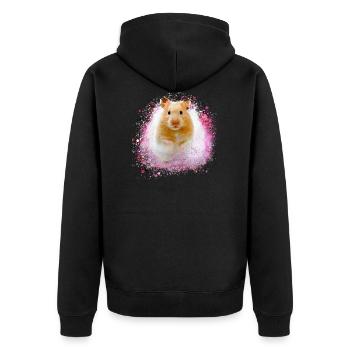 hamster, graffiti, peinture, rose, hamster doré - Veste à capuche bio Premium Unisexe - noir - Dos - Nico (187cm)