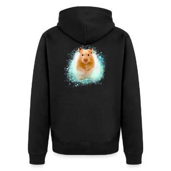 hamster, graffiti, peinture, vert, hamster doré - Veste à capuche bio Premium Unisexe - noir - Dos - Nico (187cm)