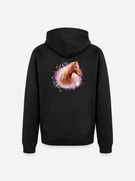 haflinger,pferd,graffiti, malerei, pferdekopf,rosa - Unisex Premium Bio Zip Hoodie - Schwarz