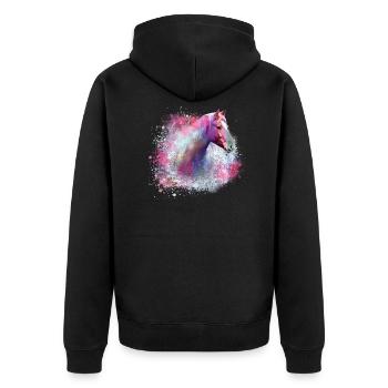 haflinger,horse,graffiti, painting, horse's head,colorful - Unisex Premium Organic Zip Hoodie - black - Back - Nico (187cm)