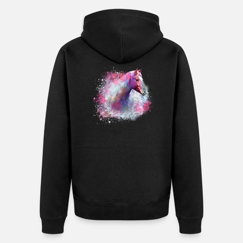haflinger,pferd,graffiti, malerei, pferdekopf,bunt - Unisex Premium Bio Zip Hoodie - Schwarz