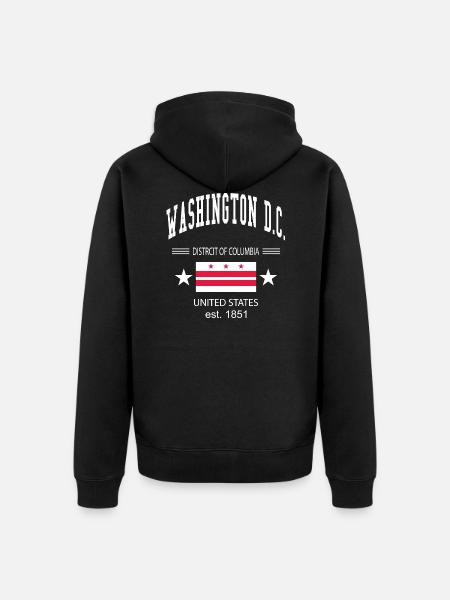 Washington DC - Unisex Premium Organic Zip Hoodie - black