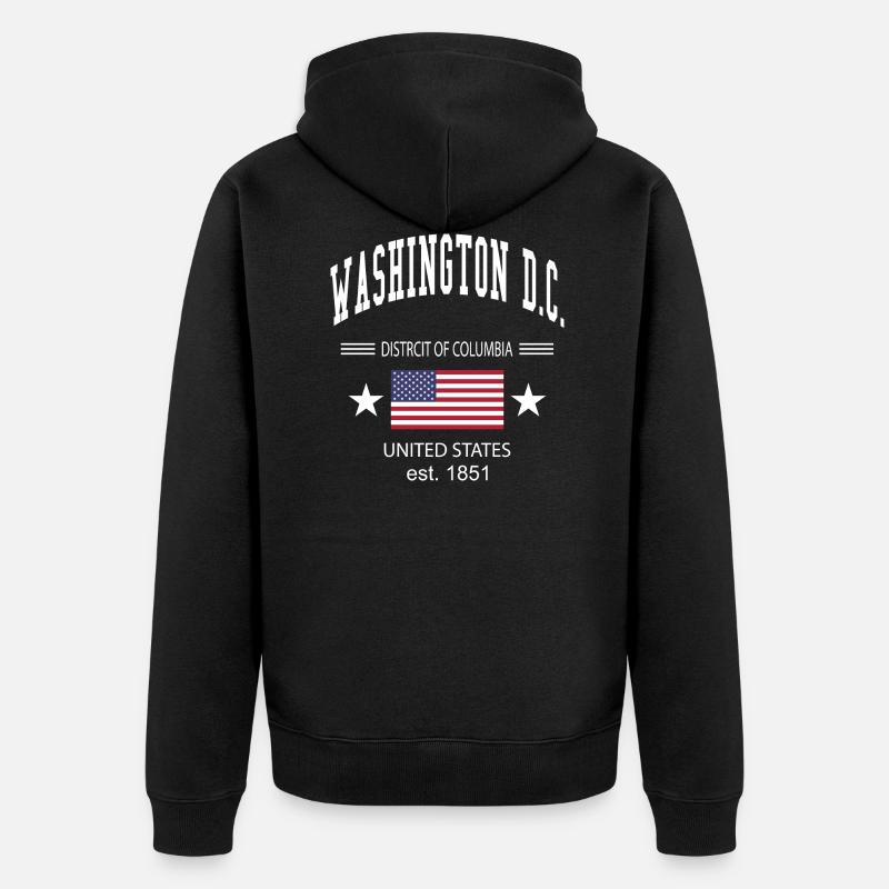 Washington DC - Unisex Premium Bio Zip Hoodie - Schwarz