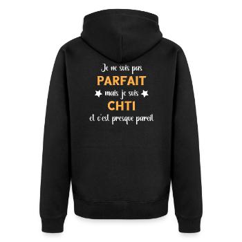 Je ne suis pas parfait mais chti - Veste à capuche bio Premium Unisexe - noir - Dos - Nico (187cm)