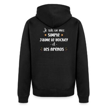 Mec simple j'aime le Hockey et les apéros - Veste à capuche bio Premium Unisexe - noir - Dos - Nico (187cm)