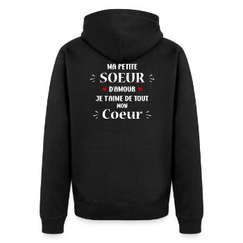 Ma petite sœur d'amour je t'aime - Veste à capuche bio Premium Unisexe - noir - Dos - Nico (187cm)