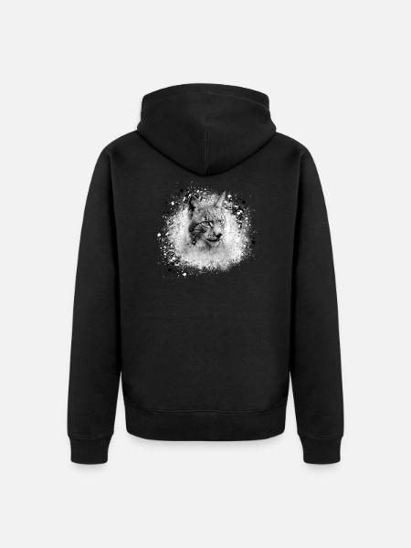 luchs,katze,blau,malerei,aquarell,grau - Unisex Premium Bio Zip Hoodie - Schwarz