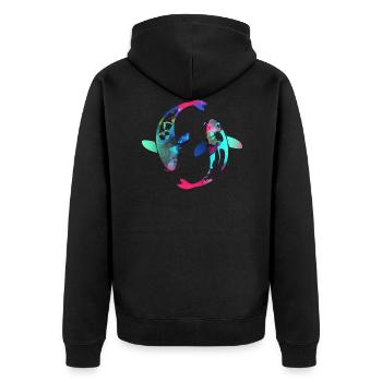 koi,koi carp,fish, colorful,graffiti - Unisex Premium Organic Zip Hoodie - black - Back - Nico (187cm)