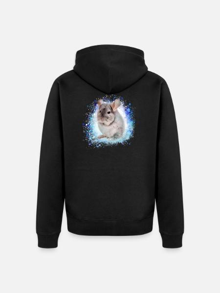 chinchilla,graffiti,malereir,blau,haustier, - Unisex Premium Bio Zip Hoodie - Schwarz