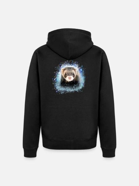 frettchen,blau,graffiti,iltis - Unisex Premium Bio Zip Hoodie - Schwarz