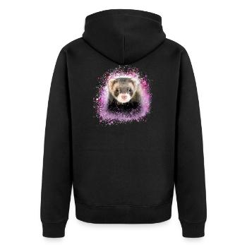 ferrets,pink,graffiti,iltis - Unisex Premium Organic Zip Hoodie - black - Back - Nico (187cm)