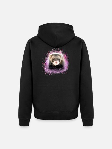ferrets,pink,graffiti,iltis - Unisex Premium Organic Zip Hoodie - black