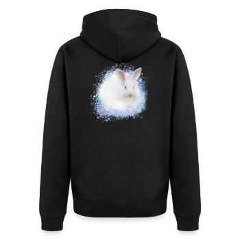 lapin blanc, lapin, graffiti, bleu - Veste à capuche bio Premium Unisexe - noir - Dos - Nico (187cm)