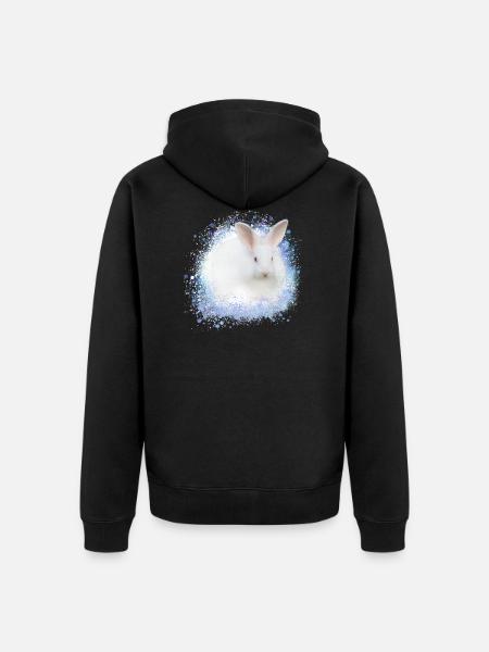 white rabbit,rabbit,graffiti,blue - Unisex Premium Organic Zip Hoodie - black