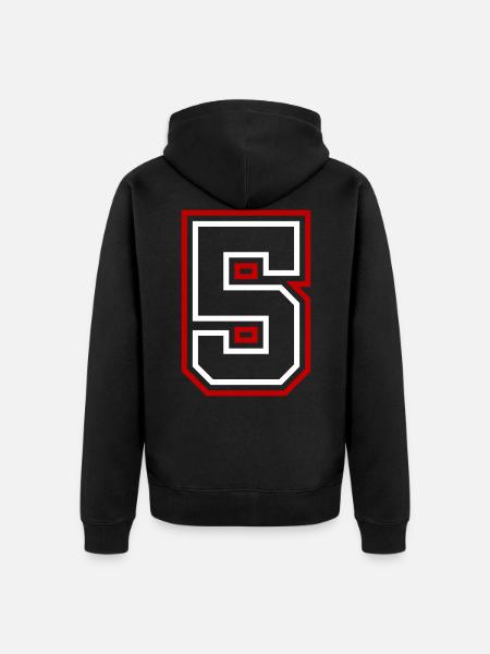 5 Number number - Unisex Premium Organic Zip Hoodie - black