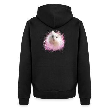 zwerghamster,hamster,weiss,graffiti,malerei - Unisex Premium Bio Zip Hoodie - Schwarz - Hinten - Nico (187cm)