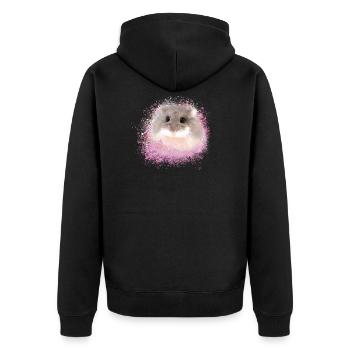 zwerghamster,hamster,pink,graffiti,malerei - Unisex Premium Bio Zip Hoodie - Schwarz - Hinten - Nico (187cm)