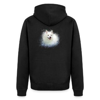 pointed,dog,graffiti,painting,dwarf - Unisex Premium Organic Zip Hoodie - black - Back - Nico (187cm)