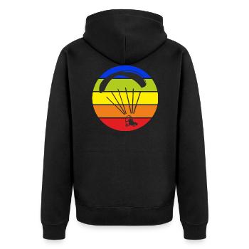 Motorschirm Paramotor Trike Bunter Retro Kreis - Unisex Premium Bio Zip Hoodie - Schwarz - Hinten - Nico (187cm)