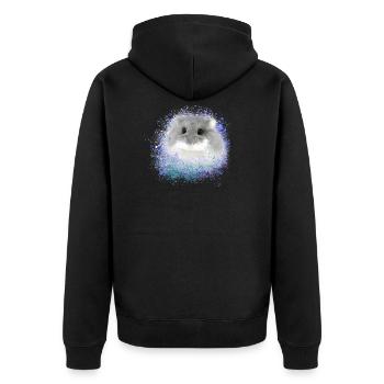 zwerghamster,hamster,grau,graffiti,malerei,blau - Unisex Premium Bio Zip Hoodie - Schwarz - Hinten - Nico (187cm)