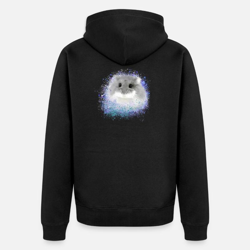 dwarf hamster,hamster,grey,graffiti,painting,blue - Unisex Premium Organic Zip Hoodie - black