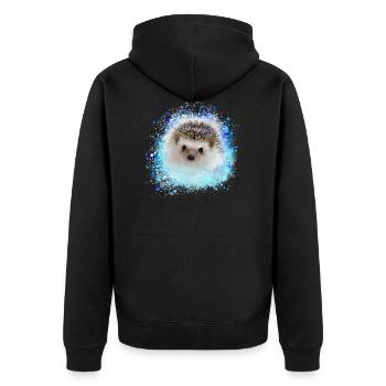 igel ,baby, graffiti, malerei, blau, - Unisex Premium Bio Zip Hoodie - Schwarz - Hinten - Nico (187cm)