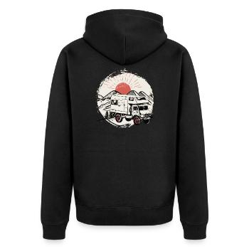 Camping - Unimog - Aventure - Oldtimer - Veste à capuche bio Premium Unisexe - noir - Dos - Nico (187cm)