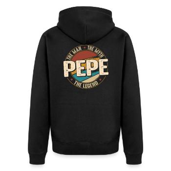 Fathers Day Pepe the Man the Myth the Legend - Veste à capuche bio Premium Unisexe - noir - Dos - Nico (187cm)