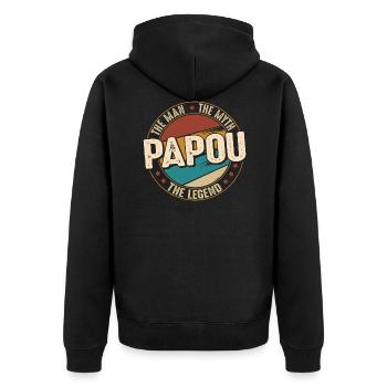 Fathers Day Papou the Man the Myth the Legend - Veste à capuche bio Premium Unisexe - noir - Dos - Nico (187cm)