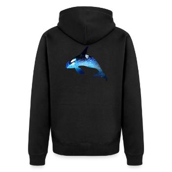 wal,bleu,poisson,peinture,art,bleu,mer - Veste à capuche bio Premium Unisexe - noir - Dos - Nico (187cm)