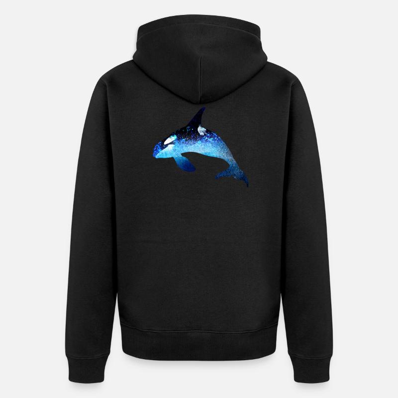 wal,bleu,poisson,peinture,art,bleu,mer - Veste à capuche bio Premium Unisexe - noir