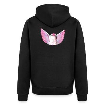 engel,baby,engelsflügel,kind,rosa,aquarell,anna - Unisex Premium Bio Zip Hoodie - Schwarz - Hinten - Nico (187cm)