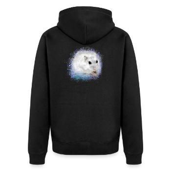 hamster, graffiti,malerei,blau,türkis,zwerghamster - Unisex Premium Bio Zip Hoodie - Schwarz - Hinten - Nico (187cm)