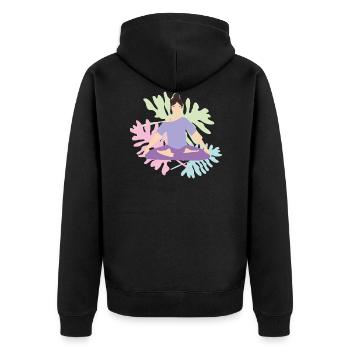 yoga,femme,étirements,sport,namaste - Veste à capuche bio Premium Unisexe - noir - Dos - Nico (187cm)