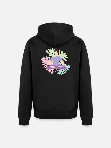 yoga,woman,stretching,sport,namaste - Unisex Premium Organic Zip Hoodie - black
