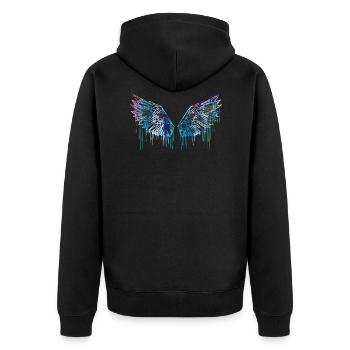 angelwings,flügel,aquarell,rot,engelsflügel - Unisex Premium Bio Zip Hoodie - Schwarz - Hinten - Nico (187cm)
