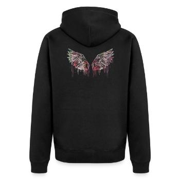 angelwings,flügel,aquarell,rot,engelsflügel - Unisex Premium Bio Zip Hoodie - Schwarz - Hinten - Nico (187cm)