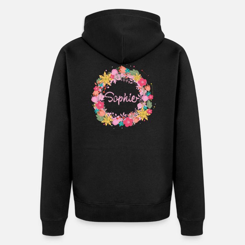 sophie,fleurs,couronne de fleurs,floral,illustration - Veste à capuche bio Premium Unisexe - noir