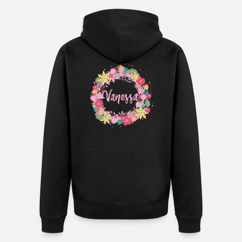 Vanessa,,fleurs,couronne de fleurs,floral,illustration - Veste à capuche bio Premium Unisexe - noir