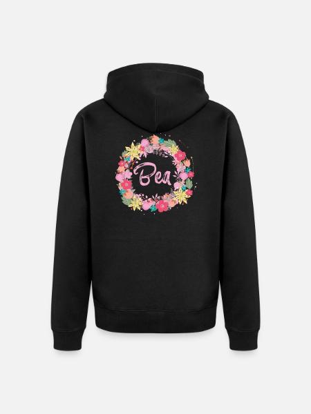 Bea,blumen,blumenkranz,floral,illustration - Unisex Premium Bio Zip Hoodie - Schwarz