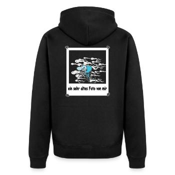 Altes Foto Rennradfahrer Radrennen - Unisex Premium Bio Zip Hoodie - Schwarz - Hinten - Nico (187cm)