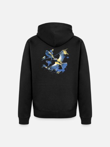 Vögel,kohlmeise, vogelschwarm, Graffiti,bunt - Unisex Premium Bio Zip Hoodie - Schwarz