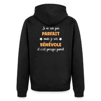 Je ne suis pas parfait mais bénévole - Veste à capuche bio Premium Unisexe - noir - Dos - Nico (187cm)