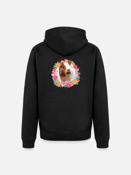 meerschweinchen,malerei,blumenkranz,blumen - Unisex Premium Bio Zip Hoodie - Schwarz