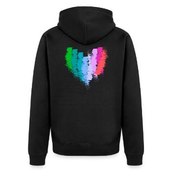 herz, regenbogen,pinsel,malerei,bunt, Zeichnung - Unisex Premium Bio Zip Hoodie - Schwarz - Hinten - Nico (187cm)