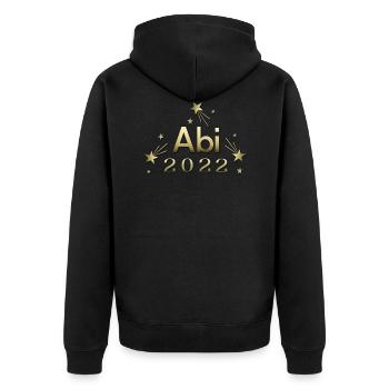 Abitur 20222 Abi 2022 goldene Sterne - Unisex Premium Bio Zip Hoodie - Schwarz - Hinten - Nico (187cm)