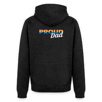 Proud Dad LGBT Geschenk - Unisex Premium Bio Zip Hoodie - Schwarz - Hinten - Nico (187cm)